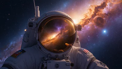 深空宇宙中的宇航员与梦幻星云