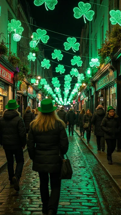 都柏林街头圣帕特里克节节日装饰