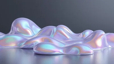 虹彩液态金属3D抽象壁纸