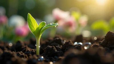 春分新芽破土而出的微距摄影