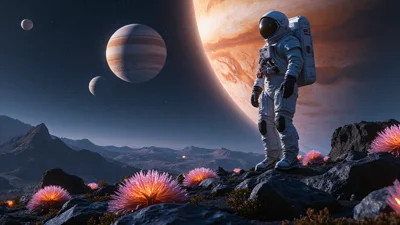 宇航员，外星世界，星际，太空，写实科幻