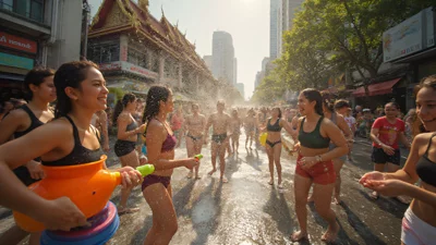 泼水节街头狂欢写实摄影
