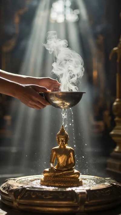 传统浴佛仪式写实摄影