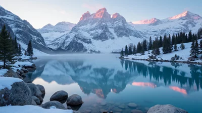 雪山湖泊自然风景