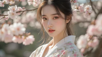 写实古风美人，汉服写真，樱花背景