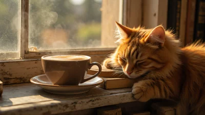 治愈系猫咪壁纸，午后阳光，舒适空间