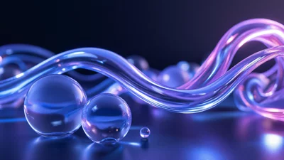 3D抽象壁纸，液态金属，渐变配色