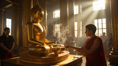泰国寺庙祈福场景
