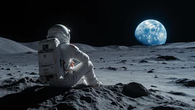 宇航员月球背景壁纸