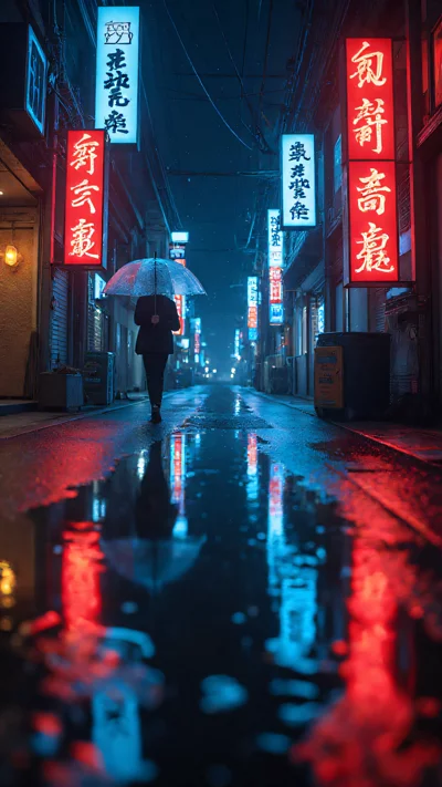 东京雨夜霓虹街道