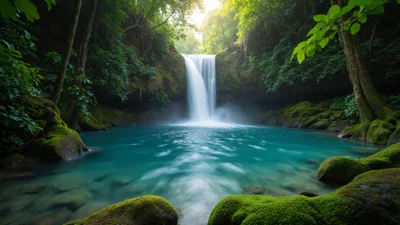 森林瀑布自然风景