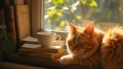 治愈系室内，猫咪，午后阳光