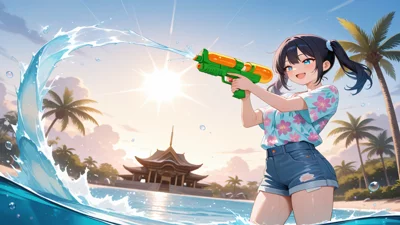 动漫风格的泼水节少女形象