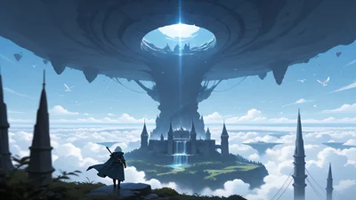 动漫风云端浮空岛幻想景观