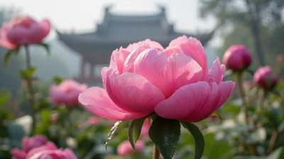 谷雨时节雨后牡丹花的宏观摄影
