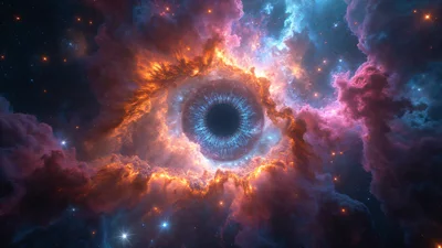 写实宇宙空间，绚丽的星云和遥远的恒星