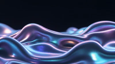 虹彩液态金属抽象3D渲染
